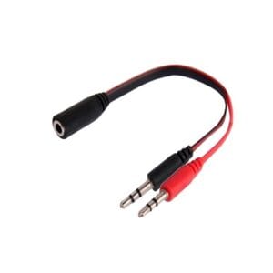 ADAPTADOR DE AUDIO DE 2 PLUG AUDIO Y MICROFONO 3,5" A HEMBRA 3,5"