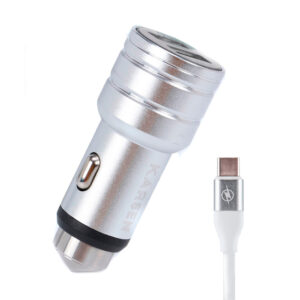 CARGADOR PARA AUTO KARSEN ESTRUENDO, TIPO C, 3.1A, 12 Y 24V, GRIS