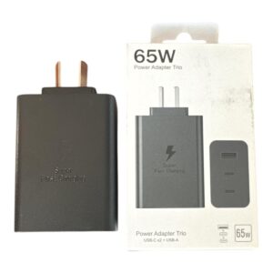 CARGADOR CABEZAL TIPO SAMSUNG SIN MARCA 65W TRIPLE USB + 2 TIPO C NEGRO